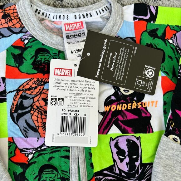 Bonds x Marvel Wondersuit Pajamas - size 6-12 months (0) NWT - Picture 3 of 3